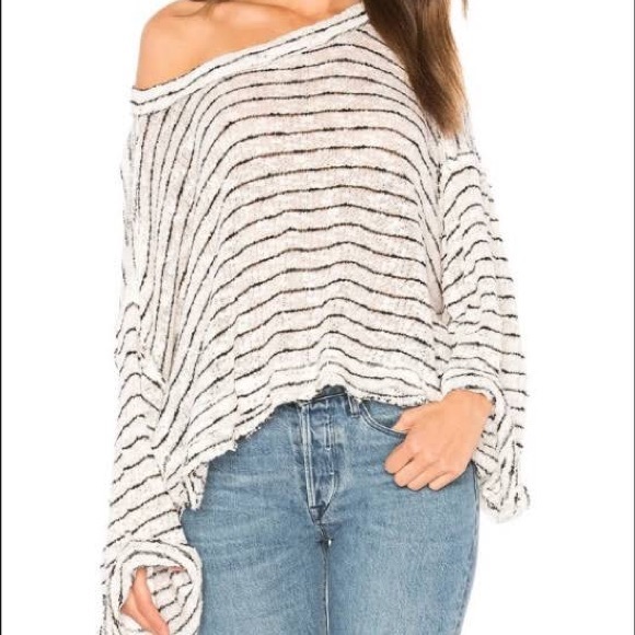 Free People Sweaters - Free People We The Free Oversize Black & White Stripe Sweater, size Medium
